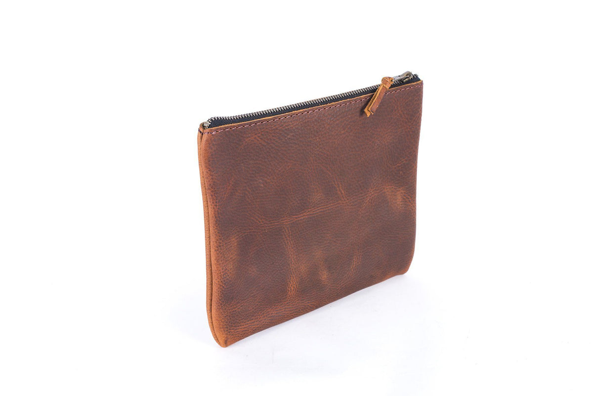 LEATHER TOP ZIPPER POUCH - Go Forth Goods ®